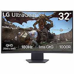 UltraGear 32GS60QX-B, Gaming-Monitor 80 cm (31.5 Zoll), schwarz, WQHD, VA, Curved, AMD Free-Sync, 180Hz Panel
