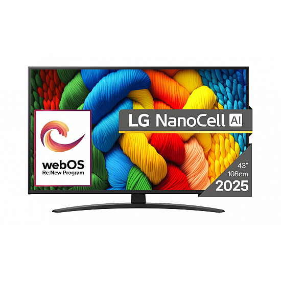 TV Set LG 43 4K/Smart 3840x2160 Wireless LAN Bluetooth webOS Black 43NANO81A3A
