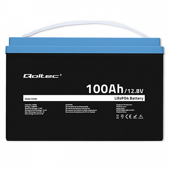 Qoltec 53705 vehicle battery Lithium Iron Phosphate (LiFePO4) 100 Ah 12.8 V 100 A Car