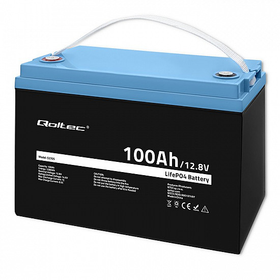 Qoltec 53705 vehicle battery Lithium Iron Phosphate (LiFePO4) 100 Ah 12.8 V 100 A Car