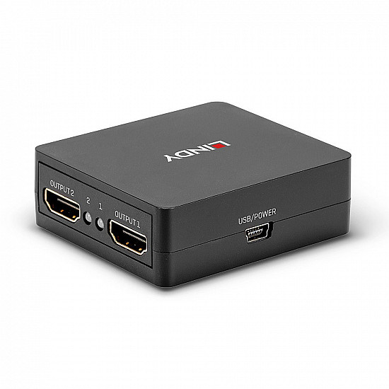 2 Port HDMI Splitter 18Gbps, kompakt schwarz