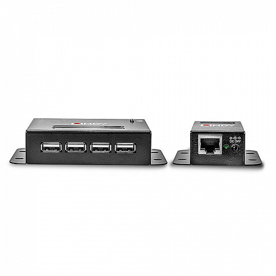 50m 4 Port USB 2.0 Cat.6 Extender, USB-Extender schwarz, USB 2.0 Cat.6