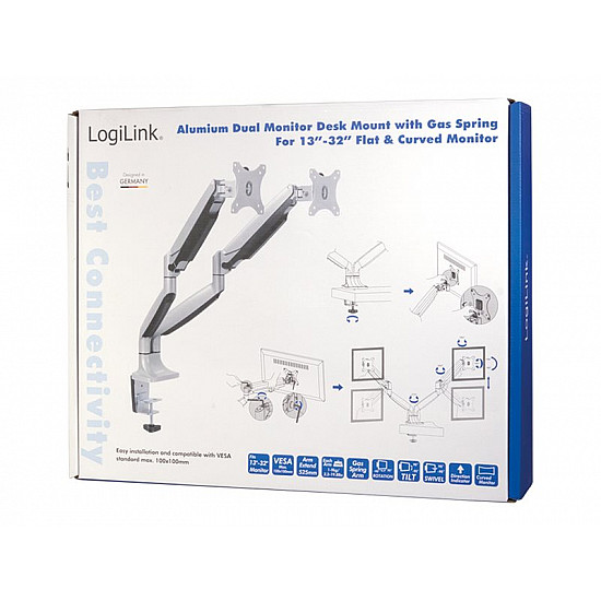 Logilink BP0043 Dual Monitor Desk mount, 13