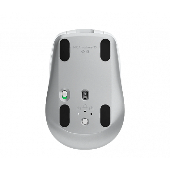 Logitech MX Anywhere 3S Mouse - RF Wireless + Bluetooth, Laser, 8000 DPI, Pale Grey (White)