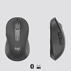 LOGITECH Signature M650 L Mouse large size optical 5 buttons wireless Bluetooth 2.4 GHz Bolt USB receiver graphite