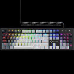 LORGAR Azar 514, Wired mechanical gaming keyboard, RGB backlight, 1680000 Color variations, 18 modes, keys number: 104, 50M clicks, linear dream switches, spring cable up to 3.4m, ABS plastic+metal, magnetic cover, 450*136*39mm, 1.17kg, white, EN+RU layout