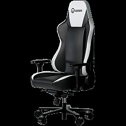 LORGAR Base 311, Gaming chair, PU eco-leather, 1.8 mm metal frame, multiblock mechanism, 4D armrests, 5 Star aluminium base, Class-4 gas lift, 75mm PU casters, Black + white