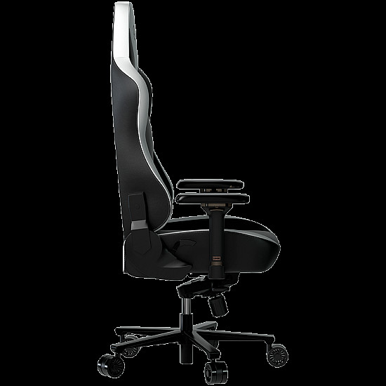 LORGAR Base 311, Gaming chair, PU eco-leather, 1.8 mm metal frame, multiblock mechanism, 4D armrests, 5 Star aluminium base, Class-4 gas lift, 75mm PU casters, Black + white