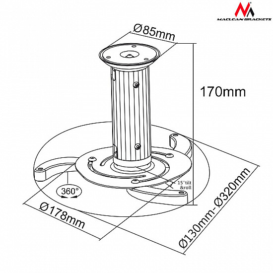 MC-515 Projector Ceiling Mount 80 mm - 170 mm 10 kg silver grey