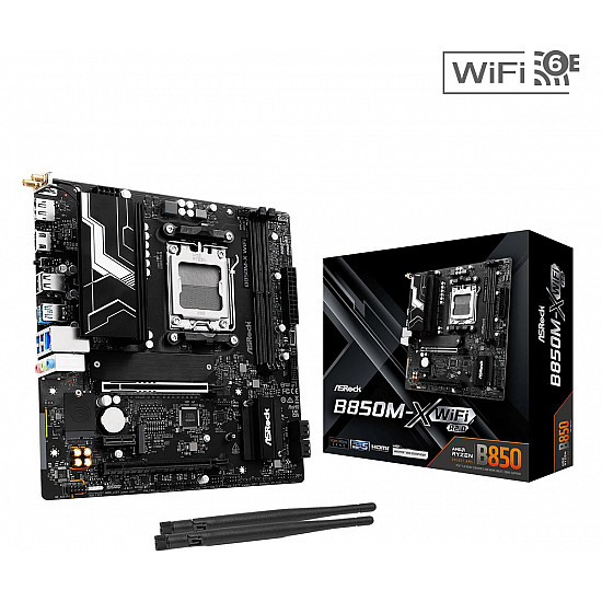 ASRock B850M-X WIFI R2.0 - Motherboard - micro ATX - Socket AM5 - AMD B850 Chipsatz - USB-C 3.2 Gen 1, USB 3.2 Gen 1 - 2.5 Gigabit LAN, Wi-Fi 6E, Bluetooth - Onboard-Grafik (CPU erforderlich)