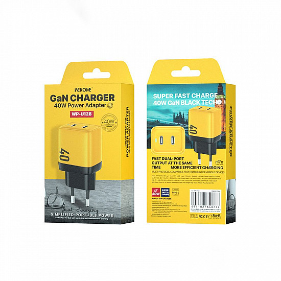 Mains charger 2xUSB-C Super Fast Charger GaN