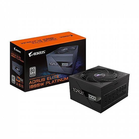 GIGABYTE AORUS ELITE GP AE1000PM PG5 maitinimo blokas su 1000W, 80 PLUS Platinum, aktyvus PFC 2025