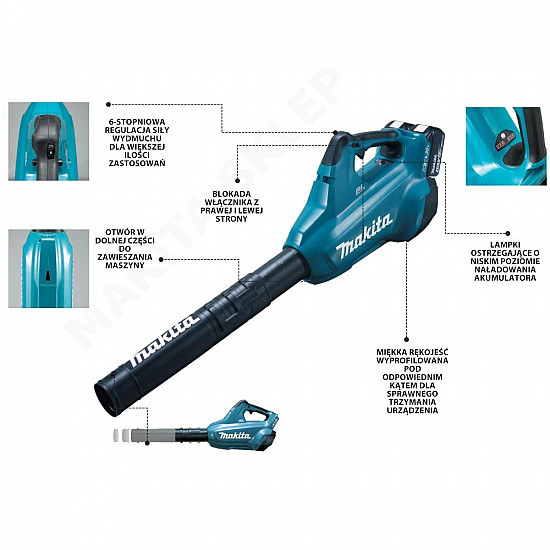 Makita DUB362Z cordless leaf blower 193 km/h Black, Turquoise 18 V Lithium-Ion (Li-Ion)
