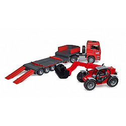Auto MAN TGA with low-bed semitrailer and telehandler Manitou MLT 633 Bruder