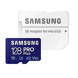 Samsung MicroSD Card with SD Adapter PRO Plus 128 GB microSDXC Memory Card Flash memory class U3, V30, A2 SD adapter