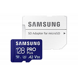 Samsung MicroSD Card with SD Adapter PRO Plus 128 GB microSDXC Memory Card Flash memory class U3, V30, A2 SD adapter