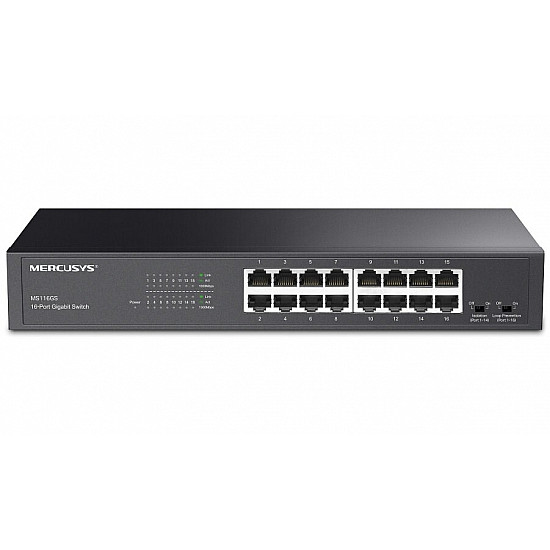 16-Port Gigabit Desktop/Rackmount Switch PORT: 16× Gigabit RJ45 Ports MS116GS