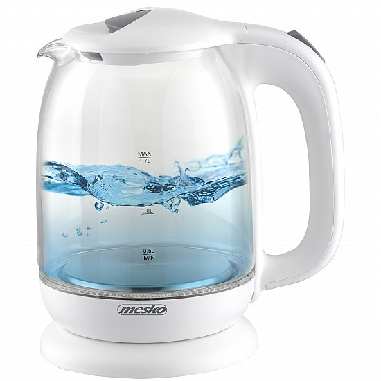 Mesko Kettle MS 1302w Electric 2200 W 1.7 L Glass 360° rotational base White