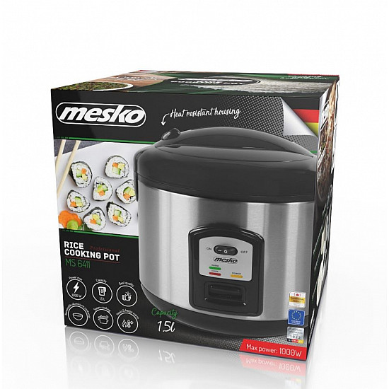 Mesko Rice cooker MS 6411 1000 W 1.5 L Black/Stainless steel