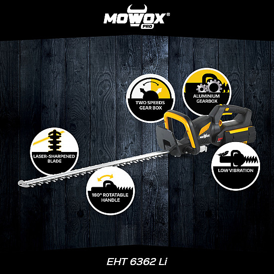 MoWox 62V Excel Series Hand Held Battery Hedge Trimmer With Rotating Handle (Without Battery and Charger) EHT 6362 Li Cordless