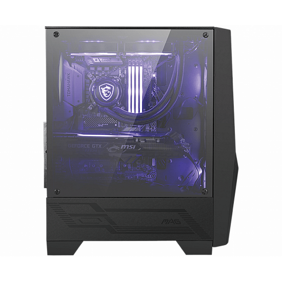 MSI MAG FORGE 100M Mid Tower Gaming Computer Case 'Black, 2x 120mm ARGB PWM Fan, 1x 120mm Fan, 1-6 ARGB Hub, Mystic Light Sync, Tempered Glass Panel, ATX, mATX, mini-ITX'