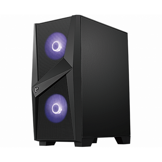 MSI MAG FORGE 100M Mid Tower Gaming Computer Case 'Black, 2x 120mm ARGB PWM Fan, 1x 120mm Fan, 1-6 ARGB Hub, Mystic Light Sync, Tempered Glass Panel, ATX, mATX, mini-ITX'