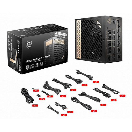 MSI MEG Ai1300P maitinimo blokas su 1300W, 80 PLUS Platinum 2025