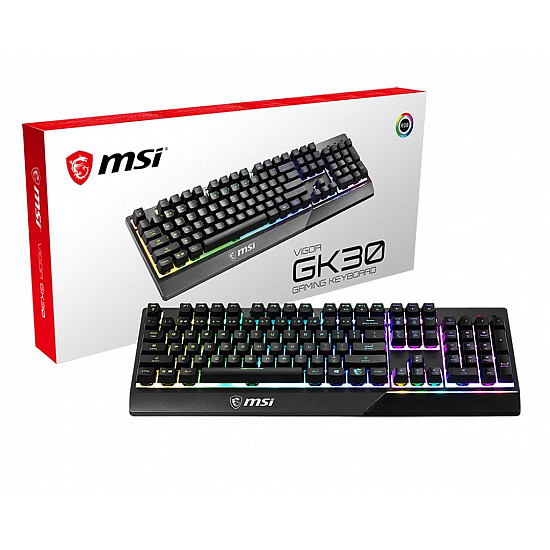 MSI Vigor GK30 Gaming Keyboard, US Layout, Wired, Black MSI Vigor GK30 Gaming keyboard Wired RGB LED light US Black