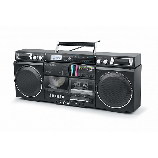 Muse M-380 GB Portable Bluetooth Radio CD Cassette Recorder AUX in Black Bluetooth