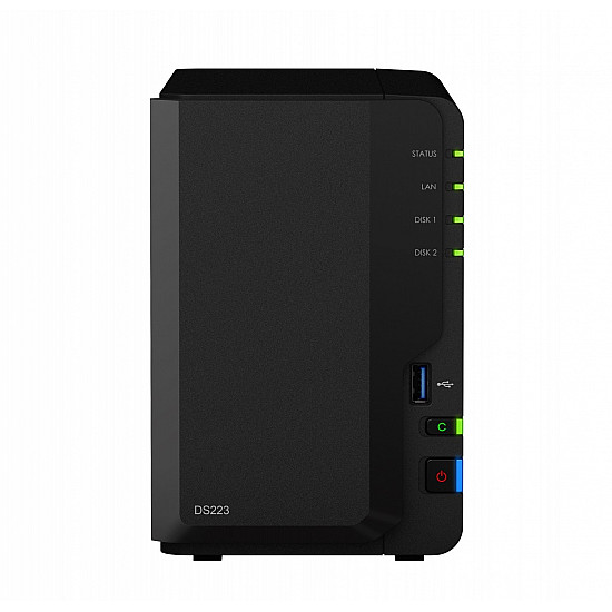 Synology DS223 Up to 2 HDD/SSD Hot-Swap Realtek RTD1619B Processor frequency 1.7 GHz 2 GB DDR4