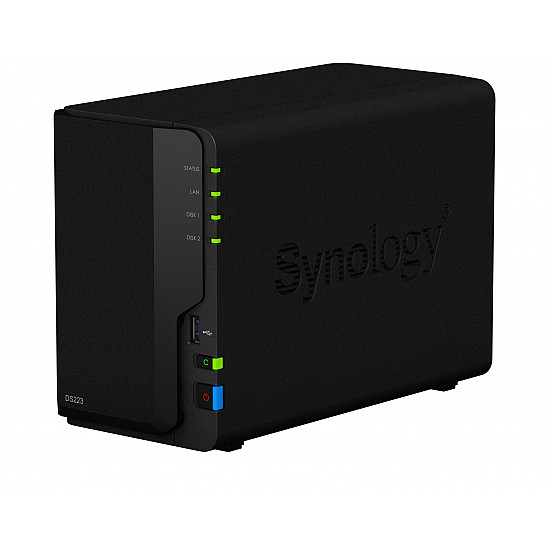 Synology DS223 Up to 2 HDD/SSD Hot-Swap Realtek RTD1619B Processor frequency 1.7 GHz 2 GB DDR4
