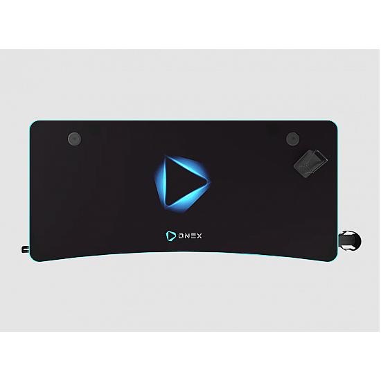 Onex | Gaming Desk w/Cup holder, headset hook, Gamepad holder, Full coverage mouse pad | GD1200H | Black