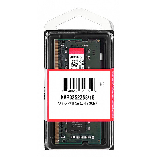 Kingston KVR32S22S8 16 operatyvinė atmintis su 16GB, DDR4, 3200MHz 2025