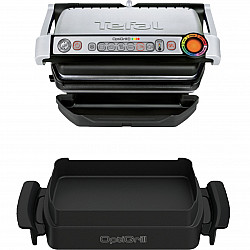 OptiGrill+ Snacking & Baking GC714D, Kontaktgrill silber/schwarz, 2.000 Watt, mit Backschale