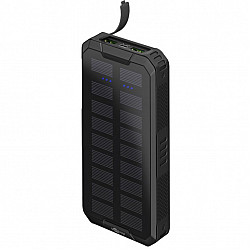 Outdoor Schnelllade-Powerbank 20.000 mAh mit Solar schwarz, USB-C PD, QC 3.0