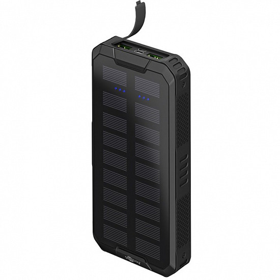 Outdoor Schnelllade-Powerbank 20.000 mAh mit Solar schwarz, USB-C PD, QC 3.0