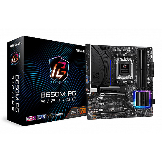 ASRock B650M PG Riptide pagrindinė plokštė su DDR5, PCIe 5.0, Gen5 M.2 2025