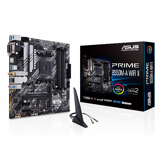 ASUS PRIME B550M-A WIFI II AM4 micro ATX pagrindinė plokštė su DDR4 ir WiFi 6