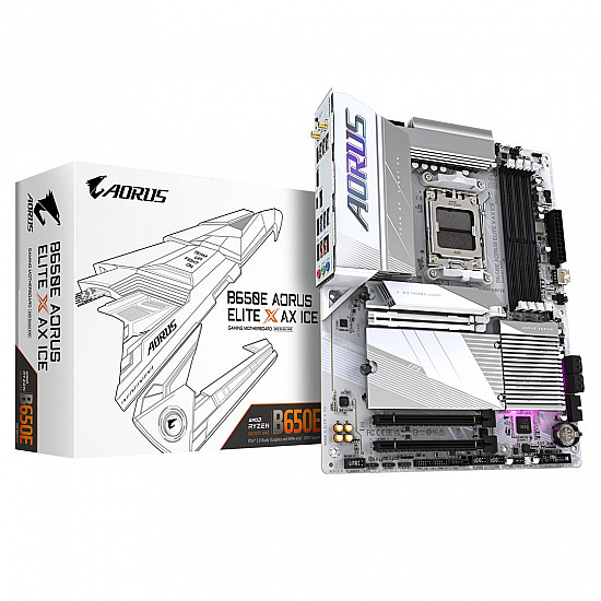 GIGABYTE B650E A ELITE X ICE pagrindinė plokštė su DDR5, PCIe 5.0, WiFi 6E 2025