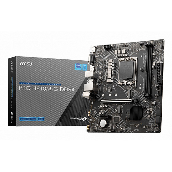 MSI PRO H610M G DDR4 pagrindinė plokštė su DDR4, M.2 USB3 2025