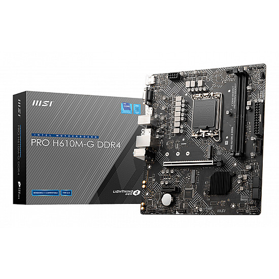 MSI PRO H610M G DDR4 pagrindinė plokštė su DDR4, M.2 USB3 2025