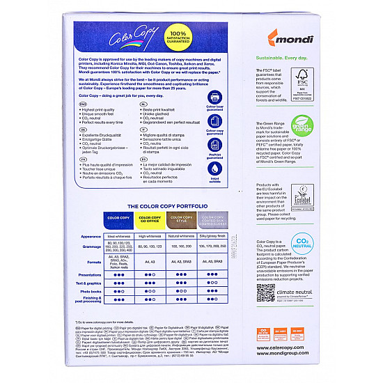Paper copier office Mondi Color Copy 8687A20 (A4; 200g/m2; 250 sheets; white paper; satin)