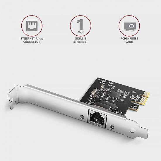 Axagon Gigabit Ethernet PCI-Express network card with new version of Realtek chipset RTL8111L.