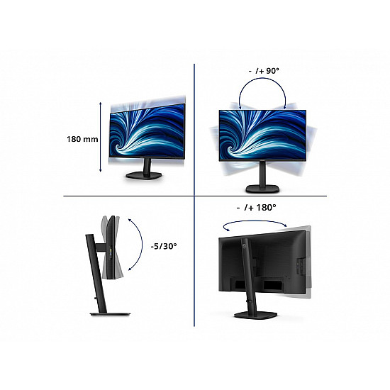 PHILIPS 24inch 1920x1200 100Hz IPS Flat H/A 150 MM DICOM TUV EyeSafe certified USB HUB SPEAKERS DP HDMI Bri 300cd/m2 TCO 10
