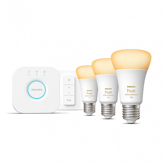 WA Starter Kit 11W A60 E27 3pcs, Bridge, Switch E27 11 W Warm to cool white 2200-6500K + 16 million colors Bluetooth and Zigbee