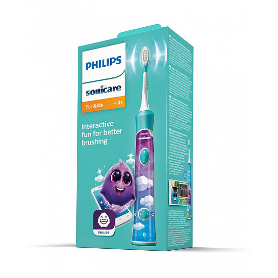 Philips Sonic Electric toothbrush HX6322/04 Rechargeable For kids Number of brush heads included 2 Number of teeth brushing modes 2 Sonic technology Aqua