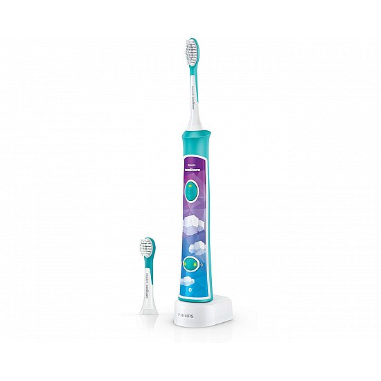 Philips Sonic Electric toothbrush HX6322/04 Rechargeable For kids Number of brush heads included 2 Number of teeth brushing modes 2 Sonic technology Aqua