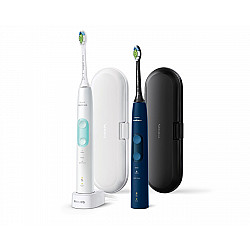 Philips Sonicare ProtectiveClean 5100 Duo Electric Toothbrushes HX6851/34 Rechargeable For adults Number of brush heads included 2 Number of teeth brushing modes 3 White and Dark Blue