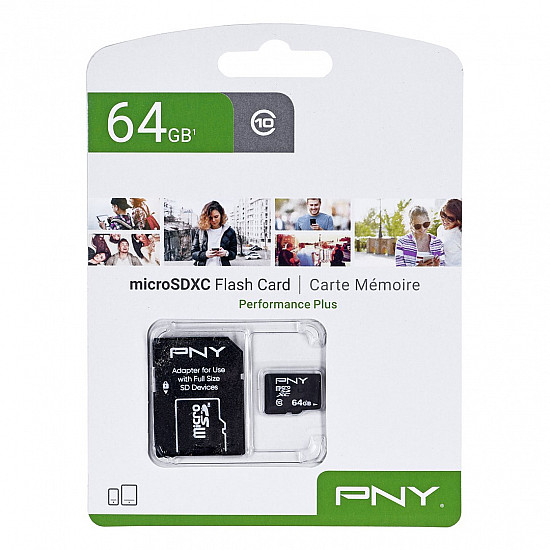 CARD 64GB PNY Performance Plus MicroXC Klasse 10 Schwarz