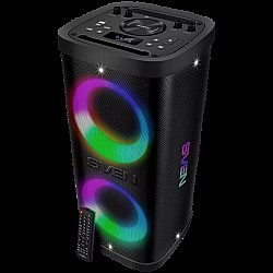 Portable speaker SVEN PS-950, black, power output 2x80W (RMS), TWS, Bluetooth, IPx4, FM, USB, microSD, LED-display, lithium battery